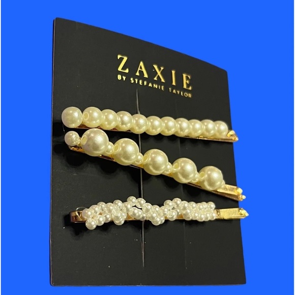 ZAXIE by Stefanie Taylor Pearl Hair Clips New With Tags MSRP $38 - Picture 7 of 12